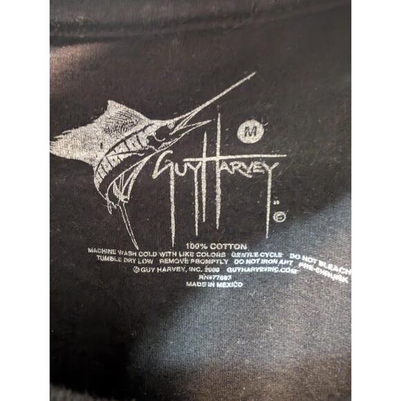 Women’s M Guy Harvey Black Blue Marlin Floral Color T Shirt 100% Cotton - Picture 3 of 6